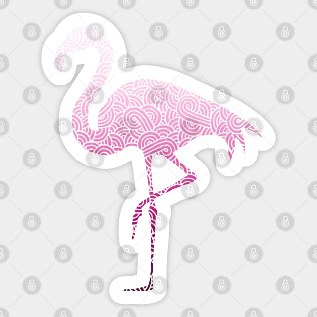 Ombre pink and white swirls doodles flamingo Sticker by Savousepate